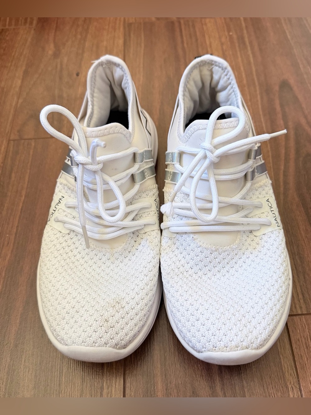 Nautica White Knit Lace-Up Casual Sneakers Women’s Size 7.5